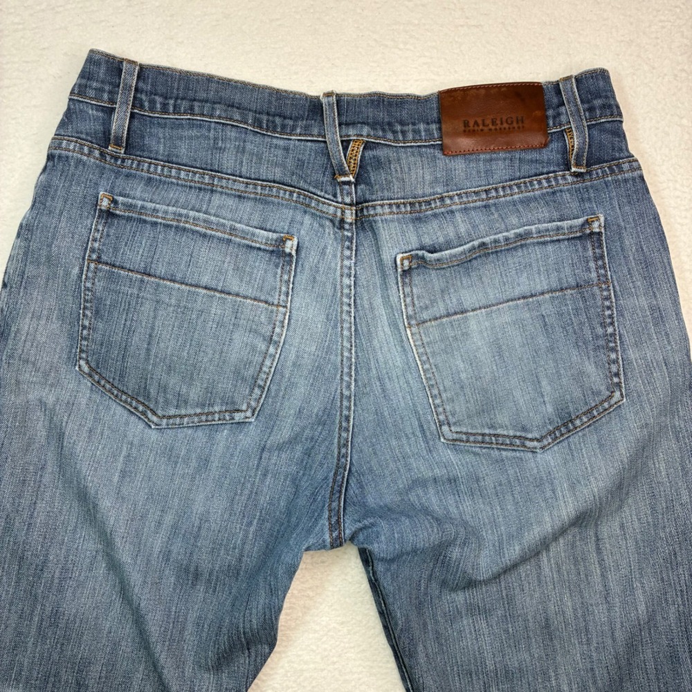 Raleigh Denim Jones Jeans Mens 32x34 Blue Faded Straight Handcrafted USA Made